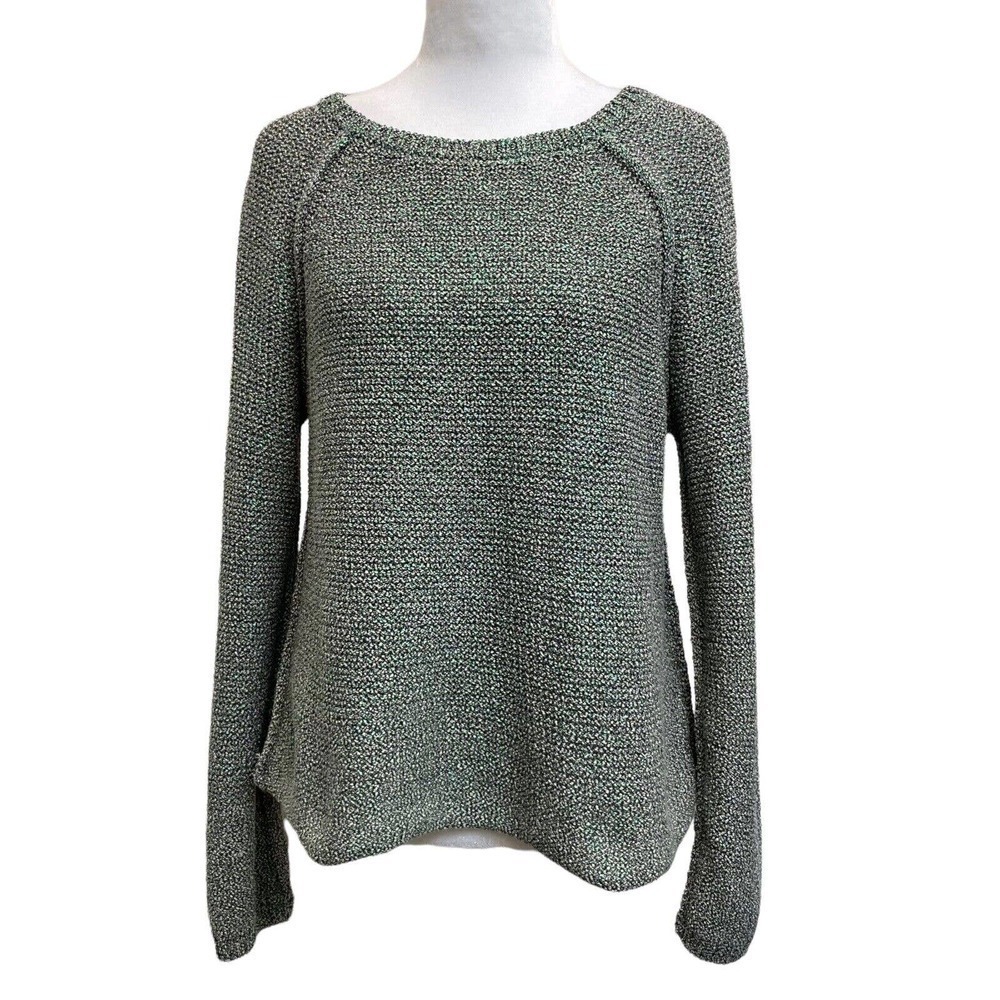 Current Elliott Green Metallic Sparkle Knit Pullover Sweater